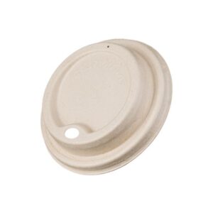 SUGARCANE SIP LID BROWN RUND DESIGN OVAL HOLE 80MM 20X50pcs.