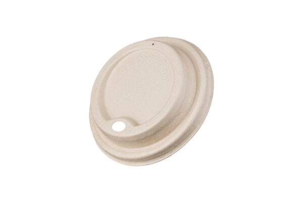 SUGARCANE SIP LID BROWN RUND DESIGN OVAL HOLE 80MM 20X50pcs.