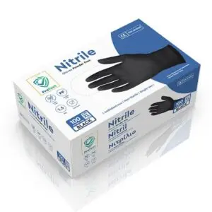 NITRILE GLOVES PROTECT BLACK POWDER FREE (PPE I) -XL- 10X100St.